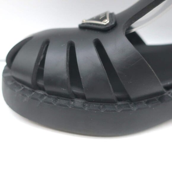 Prada Soft Cage Rubber Fisherman Sandals Black Size 35 - Picture 12 of 16